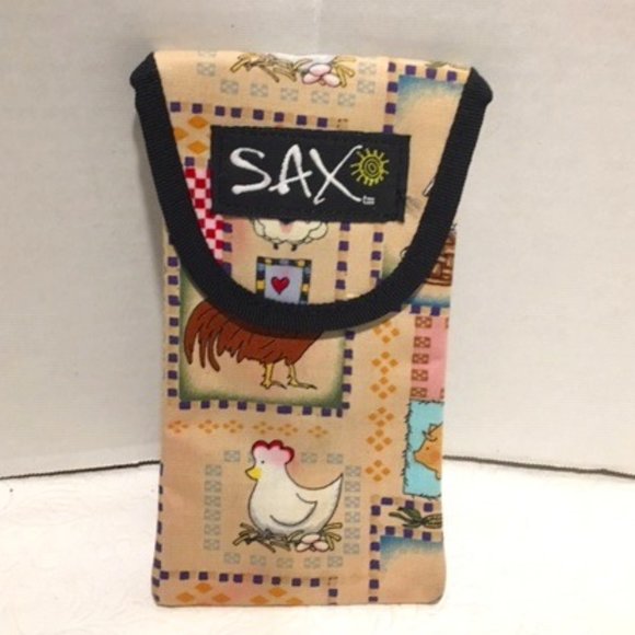 SAX Farm Animal Cloth Eyeglass Case Velcro Closing & Back Holder 6.5 x 3.5" - Picture 1 of 6